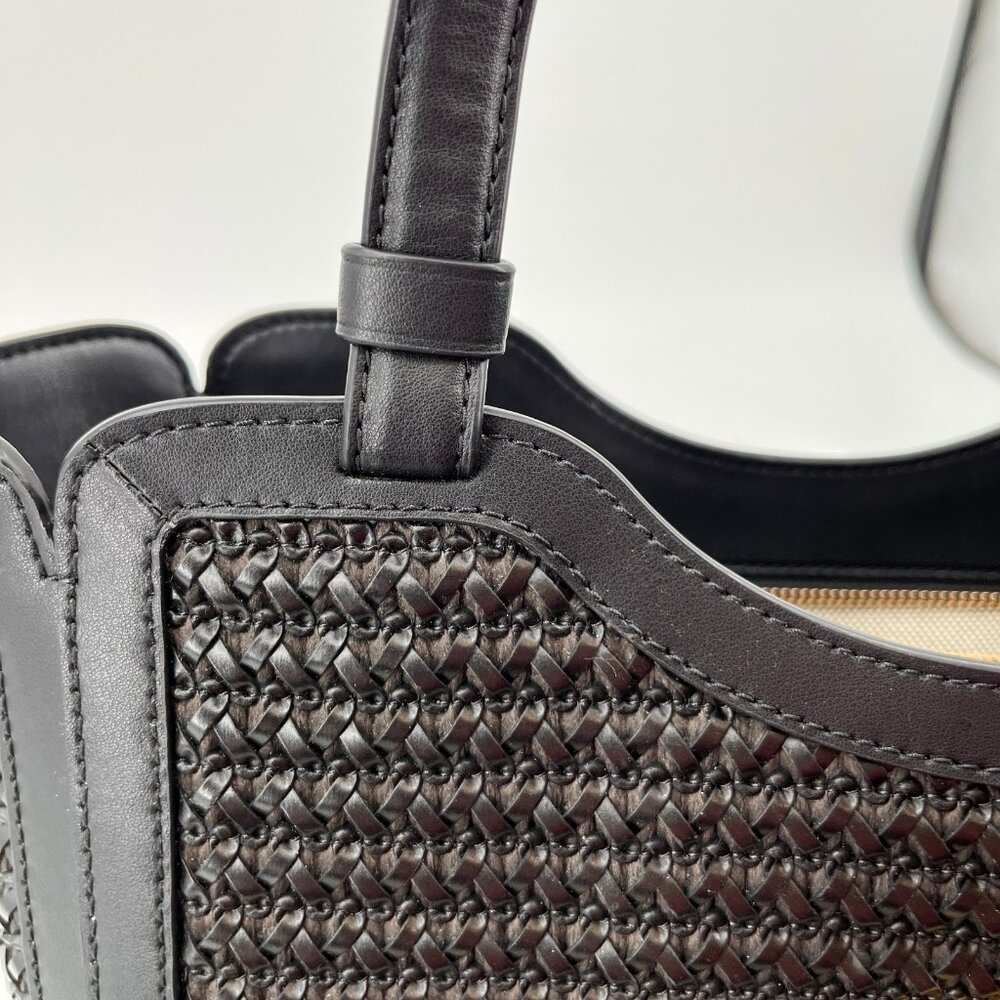 Donna Karan New York Valley Stream Black Woven Leather Small Tote Bag - Picture 15 of 16